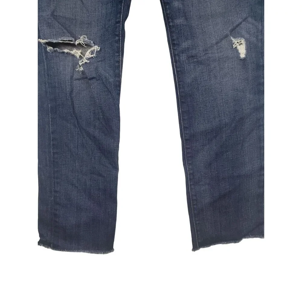 J. Crew Jeans 27 Womens High Rise Medium Wash Distressed Slim Broken In Boyfrien